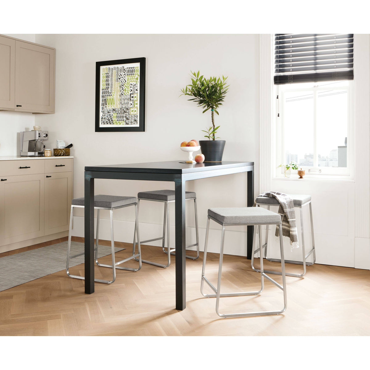 White Venatino Marble Top Parsons Counter Table N1398