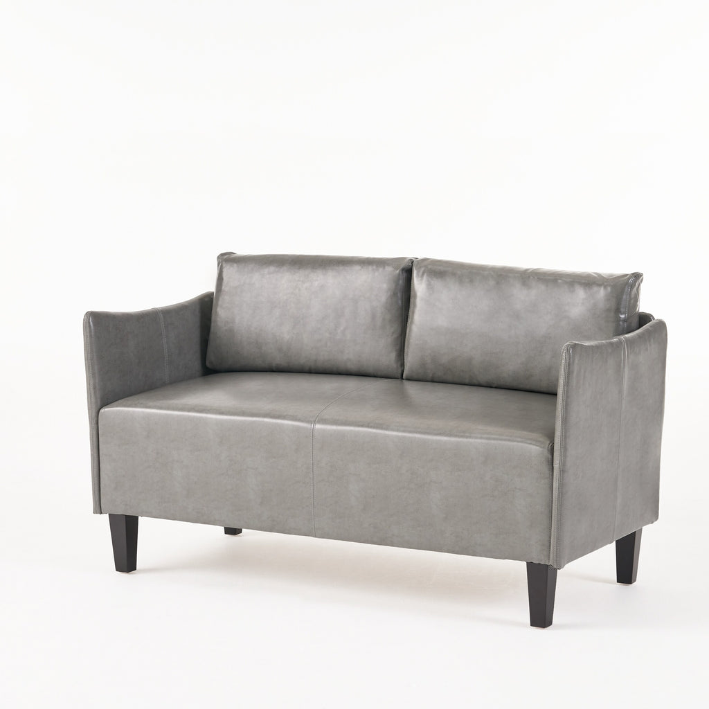 Grey Faux Leather Upholstered Loveseat Y3282