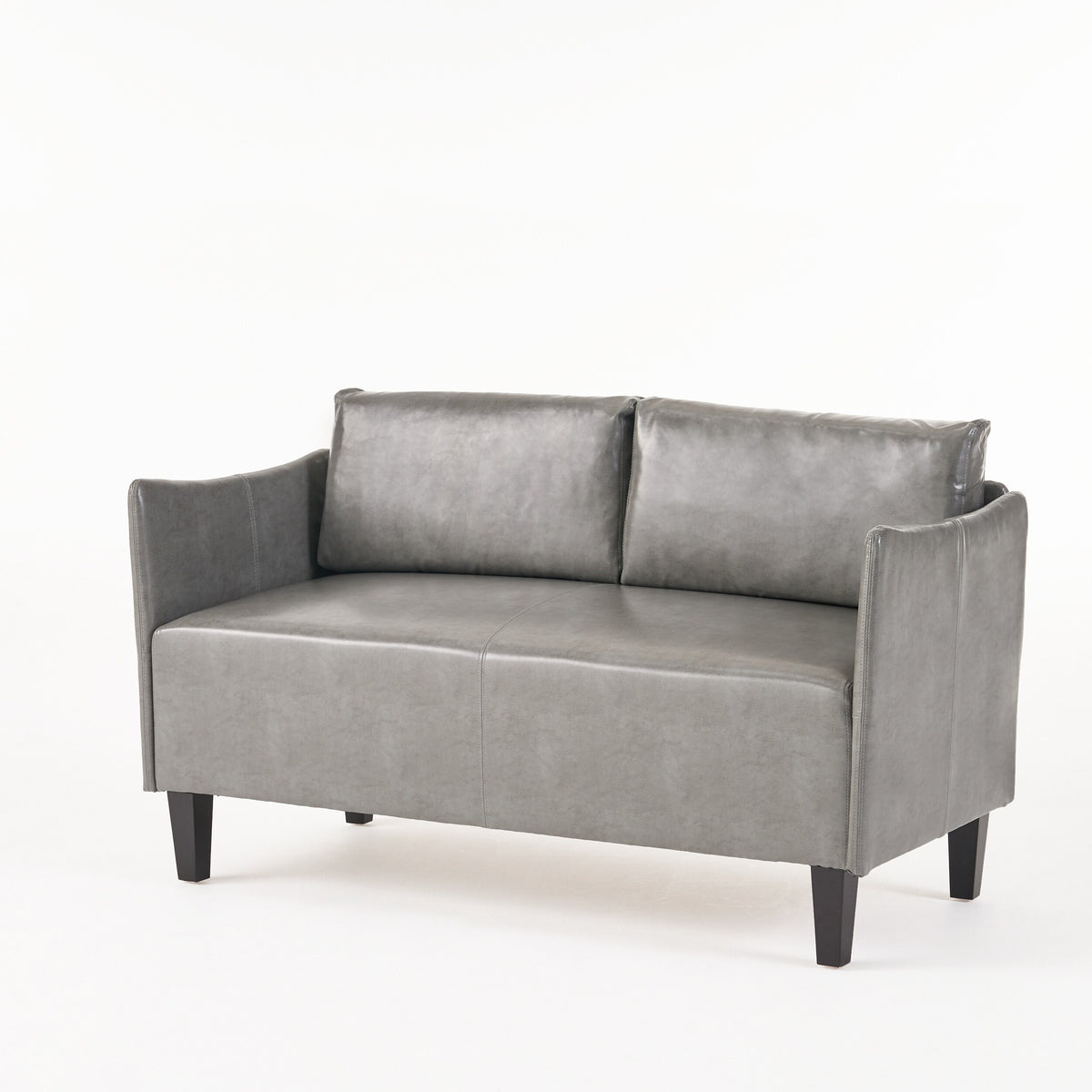 Grey Faux Leather Upholstered Loveseat Y3282