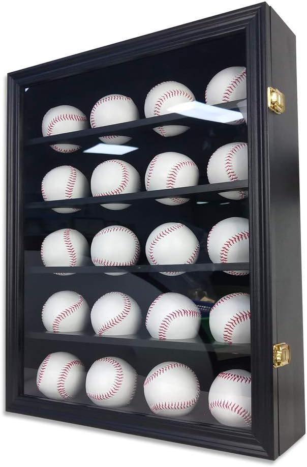 20 Baseball Display Case Cabinet with UV Protection Glass Door N213