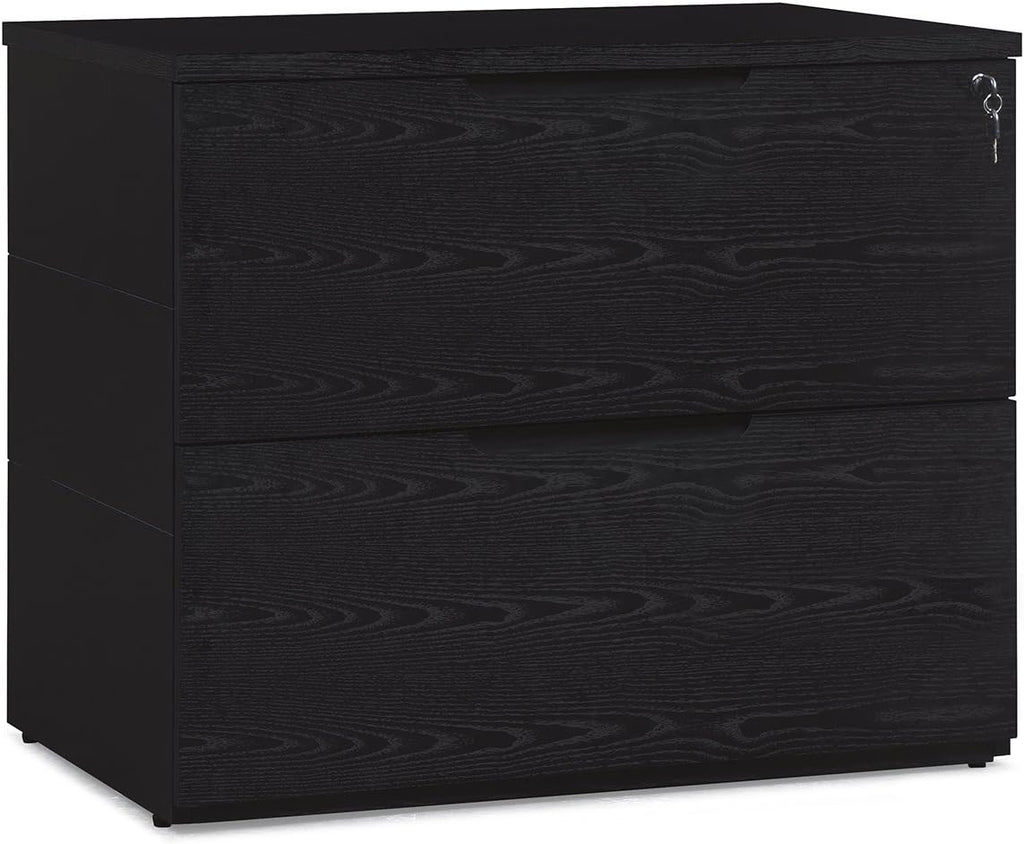 Black Oak 2 Drawer Lateral Filing Cabinet O828