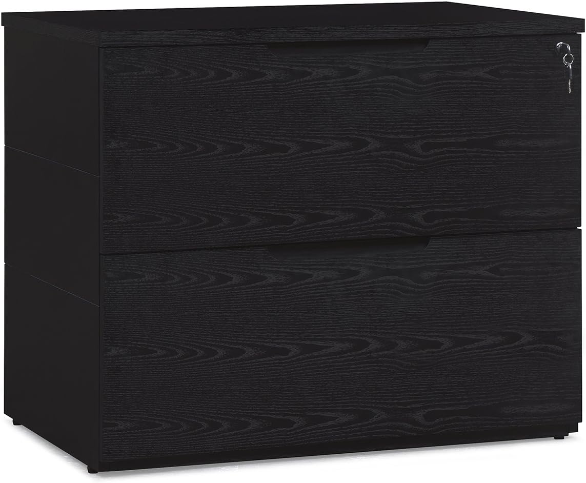 Black Oak 2 Drawer Lateral Filing Cabinet O828