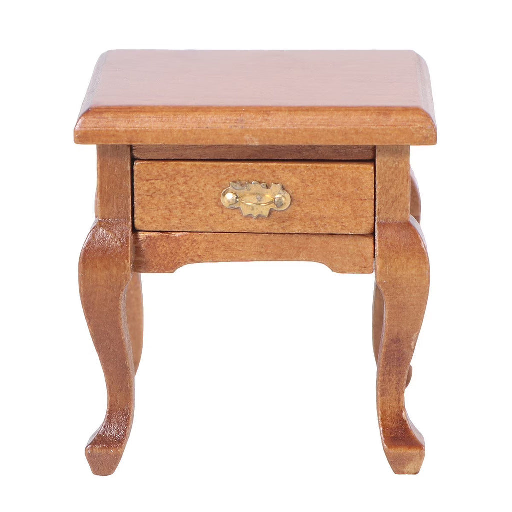 1:12 Walnut Colo Miniature Bedside Table Toy K15078