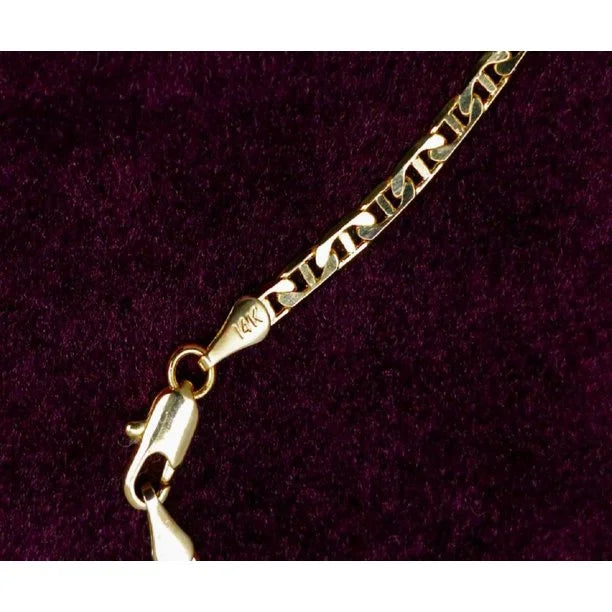 14K Bonded Gold Cuban Chain Necklace with Initial Letters Charm O428963