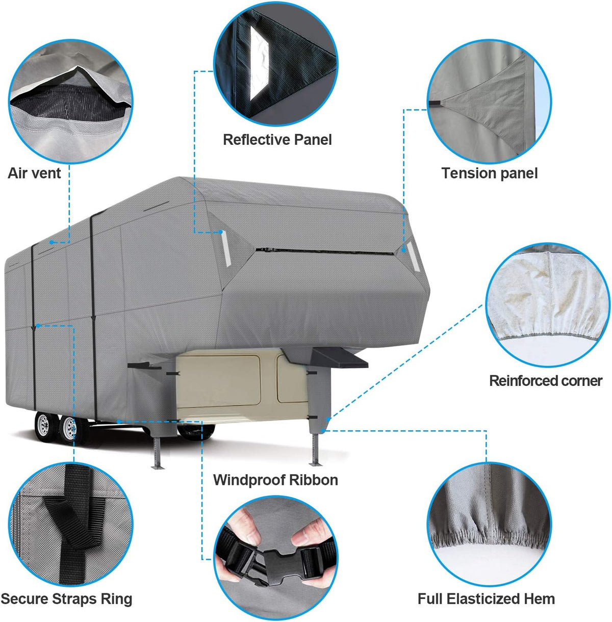 5th Wheel RV Cover Waterproof Ripstop (37'-41') P9358