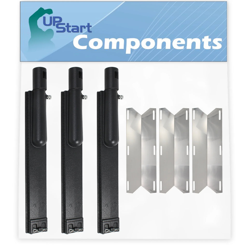 3-Pack BBQ Gas Grill Tube Burner & Heat Shield Plate Replacement Parts A706