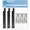 3-Pack BBQ Gas Grill Tube Burner & Heat Shield Plate Replacement Parts A706