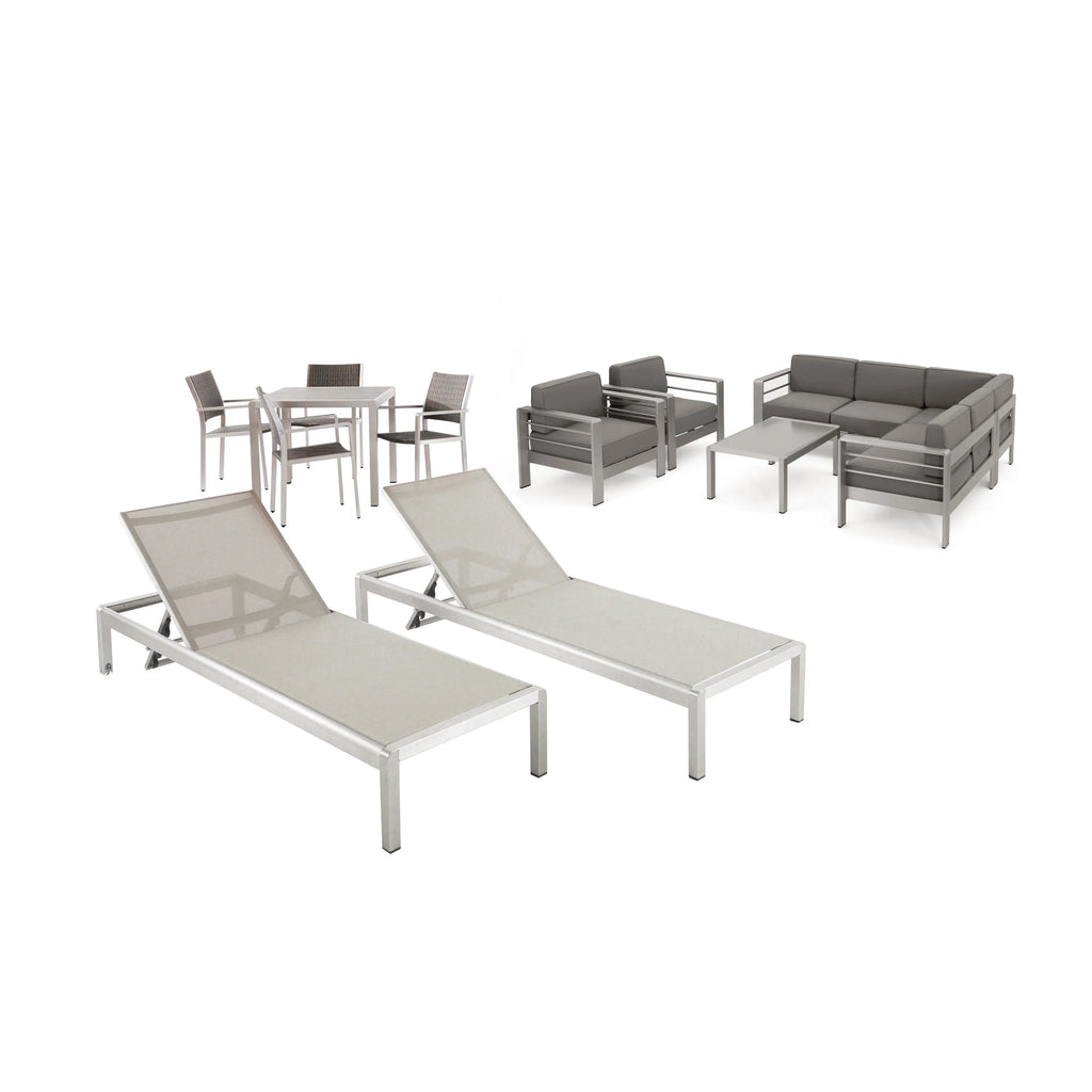 Outdoor Aluminum 9 Seater Wicker 5 Piece Dining Set L42280