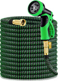 75ft Expandable Garden Hose with 3/4" Solid Brass Fittings, 9 Function Water Spray Nozzle, Pack of 2 A313855