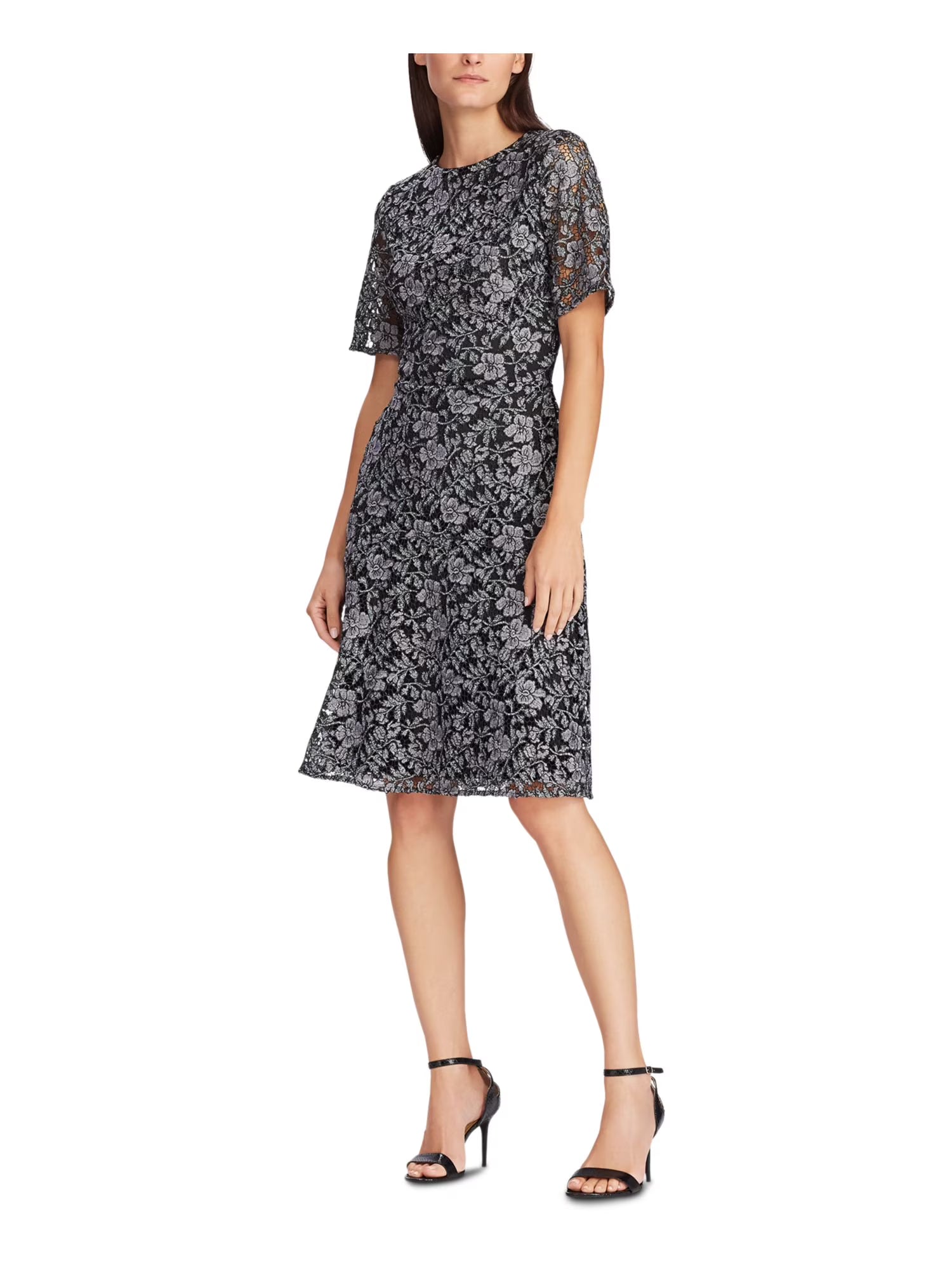 Gray Bell Sleeve Knee Length Fit Flare Cocktail Dress G2428