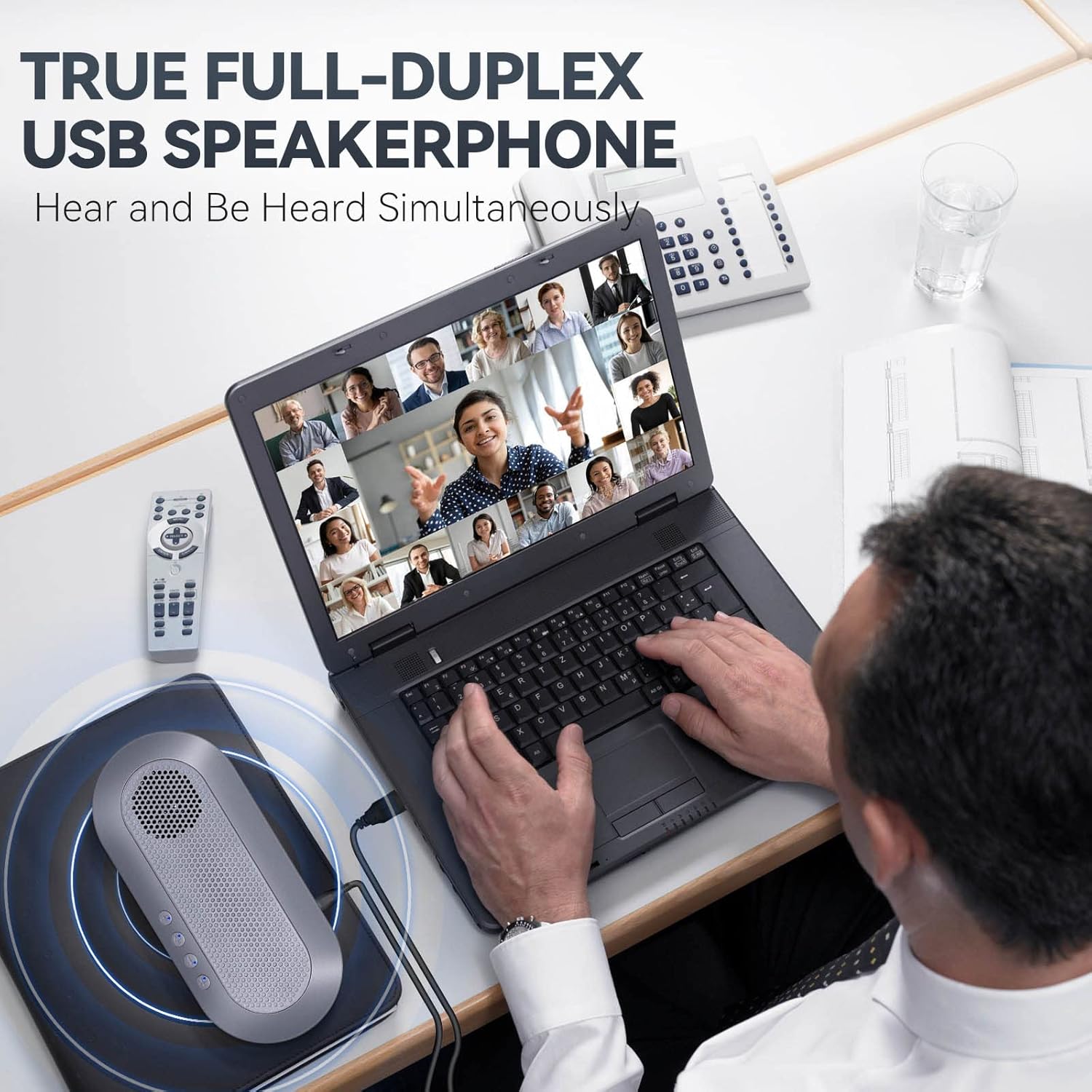 Pack of 2 USB Speakerphone with 360° Omnidirectional Microphone T360