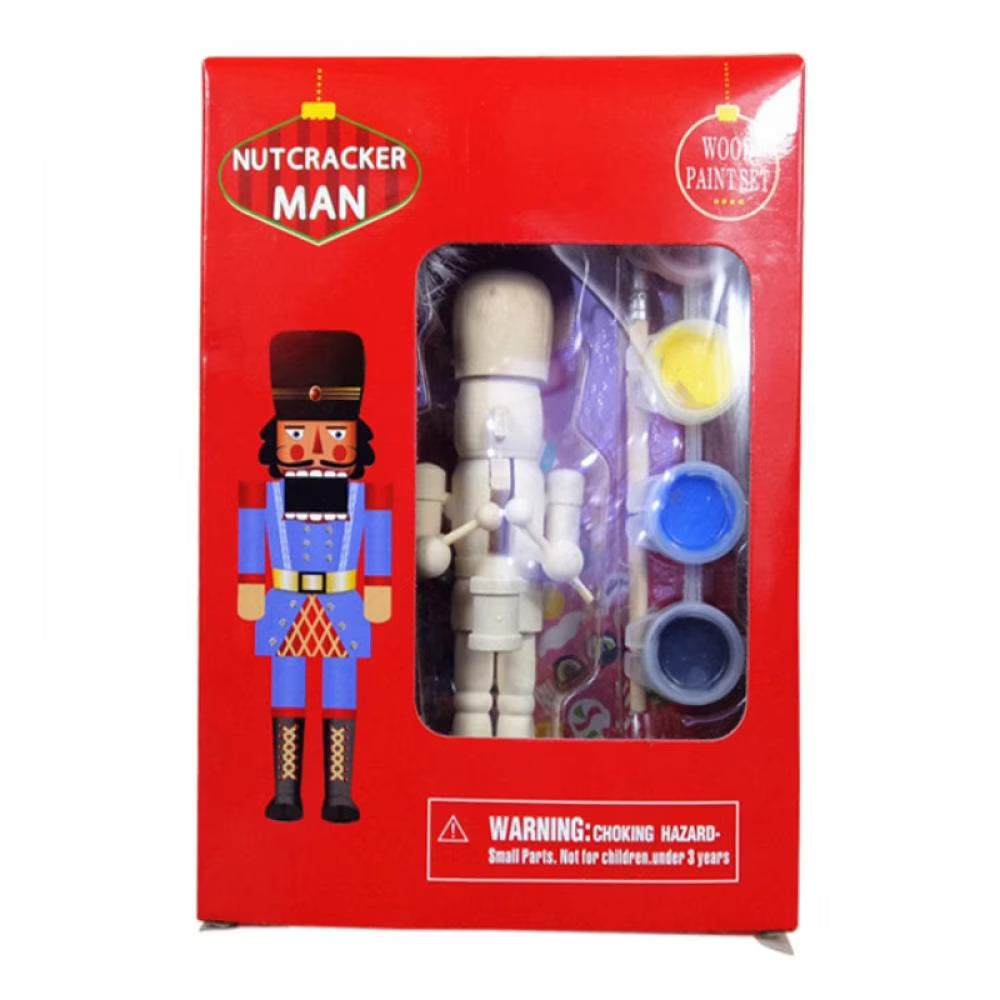 6Pcs Wooden Nutcracker Puppets DIY Blank Paint Toy Unpainted Doll G440