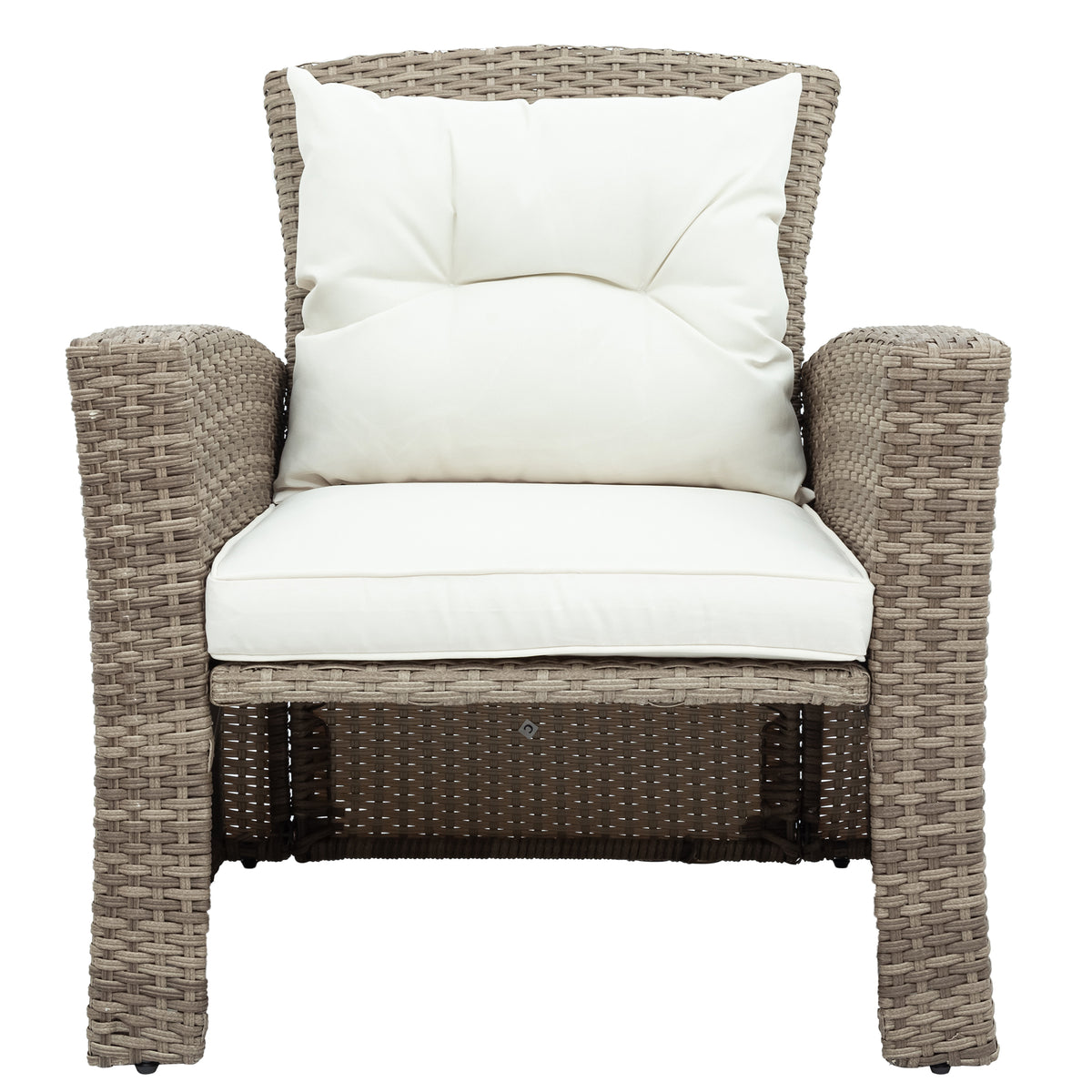 Patio Furniture Set of 4 Rattan Conversation Furniture with Ottoman and Glass Table G210959
