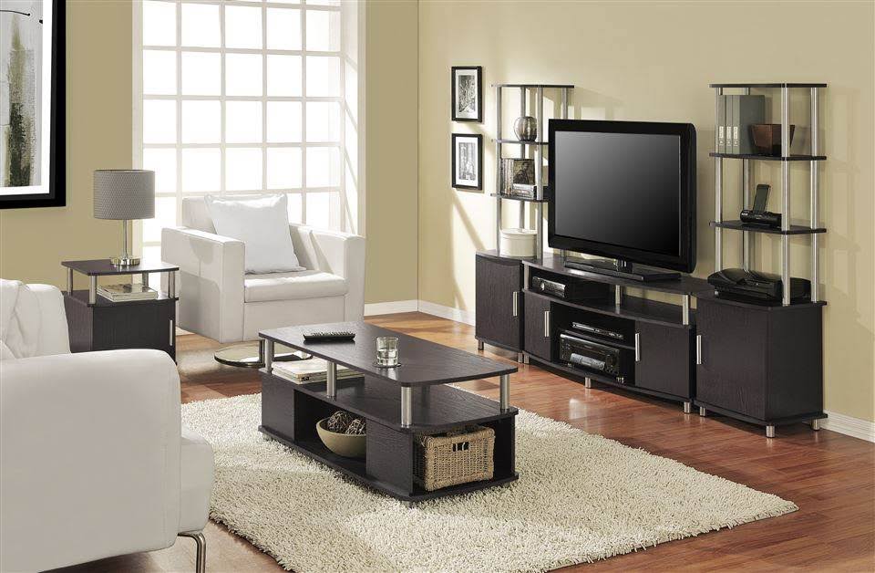 Espresso/Silver End Table with Storage K6321