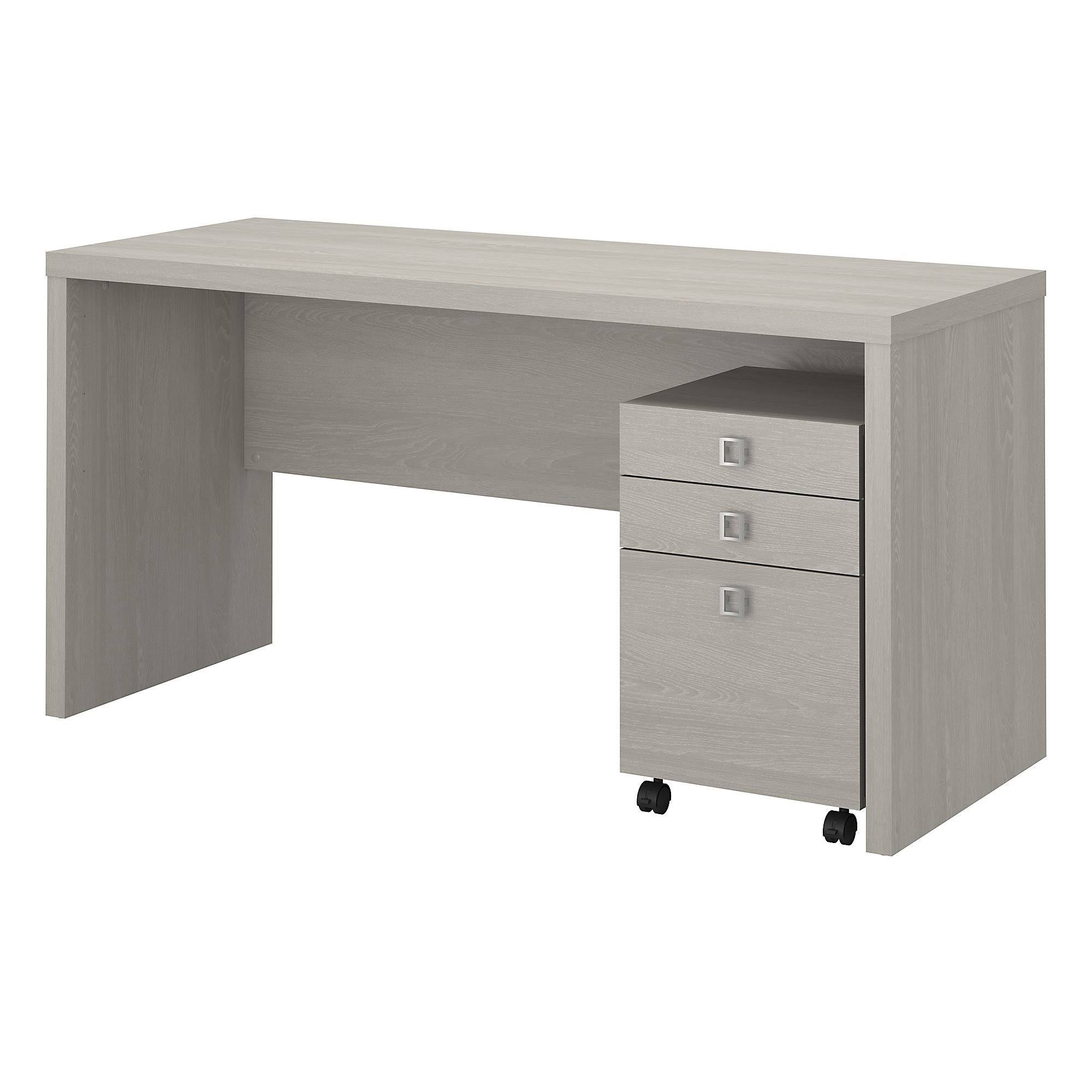 Gray Sand Credenza Desk with Mobile File Cabinet O921