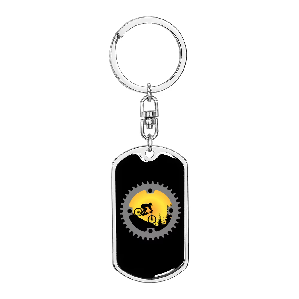Stainless Steel or 18k Gold Swivel Dog Tag Keychain H6342