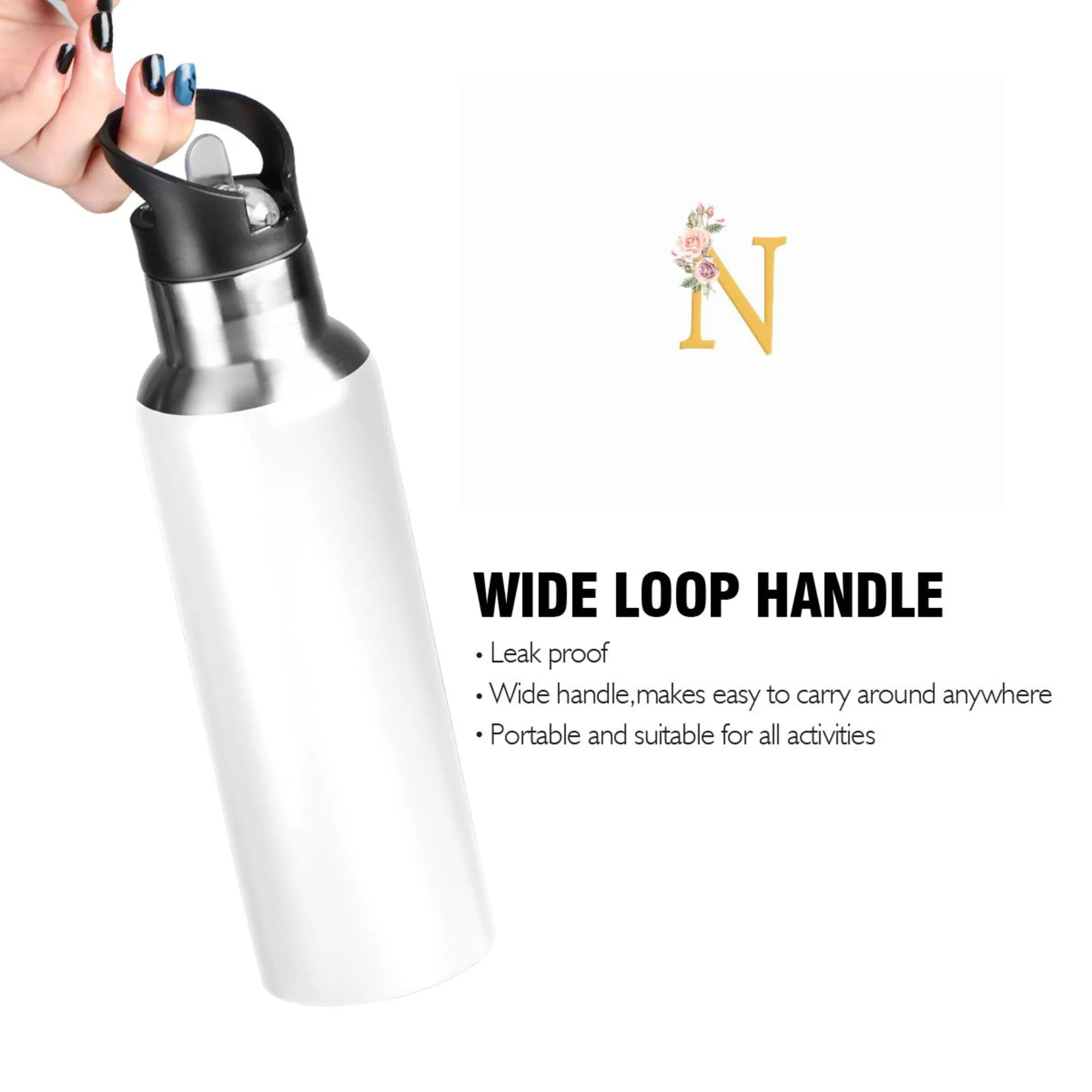 Stainless Steel Insulated Water Bottle with Straw Lid O8521