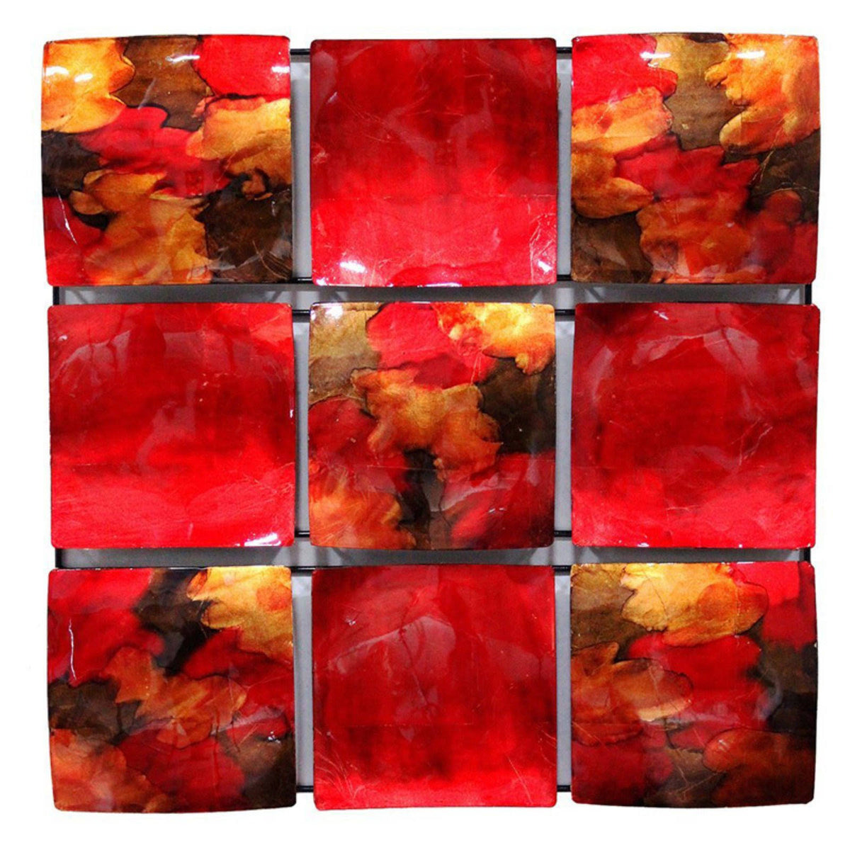 9-Panel Solid Foiled Glazed Wall Decor W18672