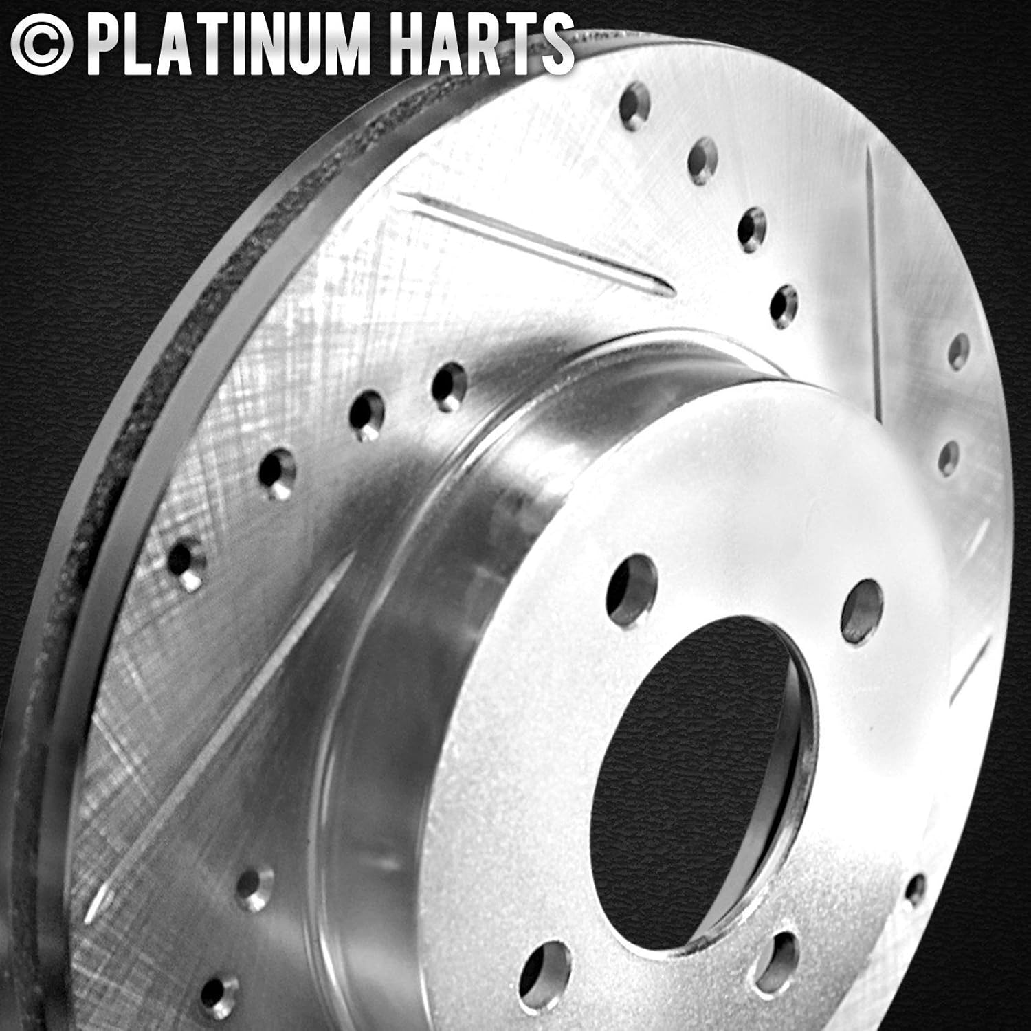 Front and Rear Brake Rotors Silver Drilled Slotted Heavy Duty Pads Q50317