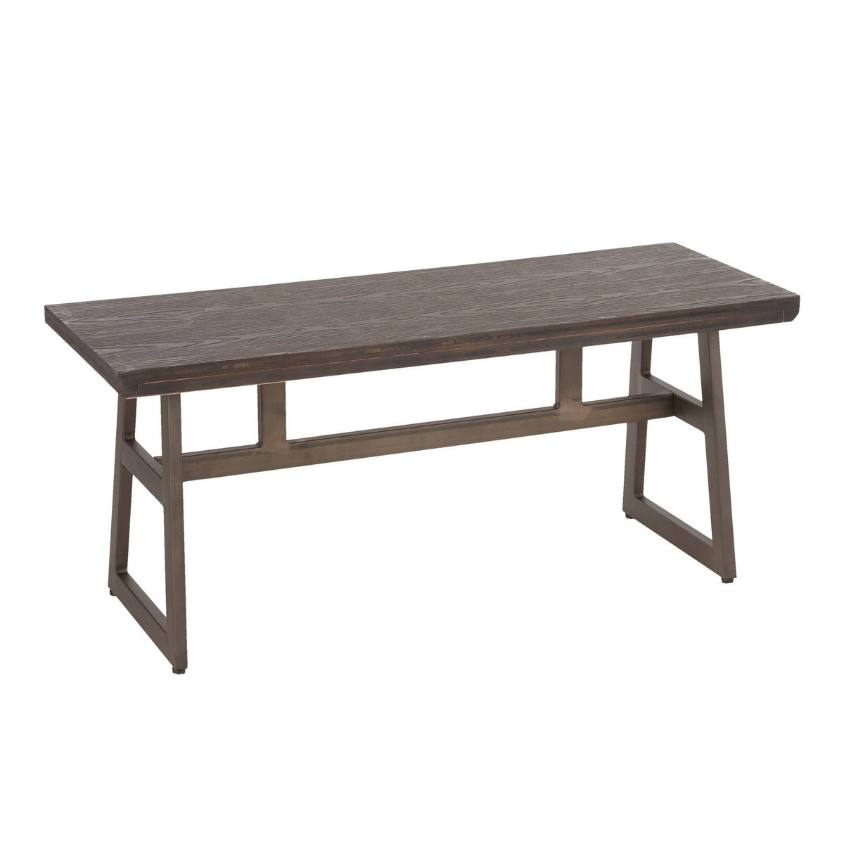 Black/Brown Metal and Wood Industrial Bench N82586