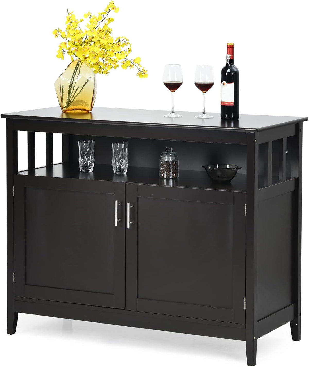 Black Freestanding Buffet Cabinet with Adjustable Shelf, 45 x 20 x 36 inches A277602