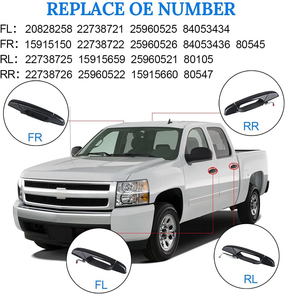 4Pcs Exterior Door Handle for Pickup SUV 2007-2013 Y401