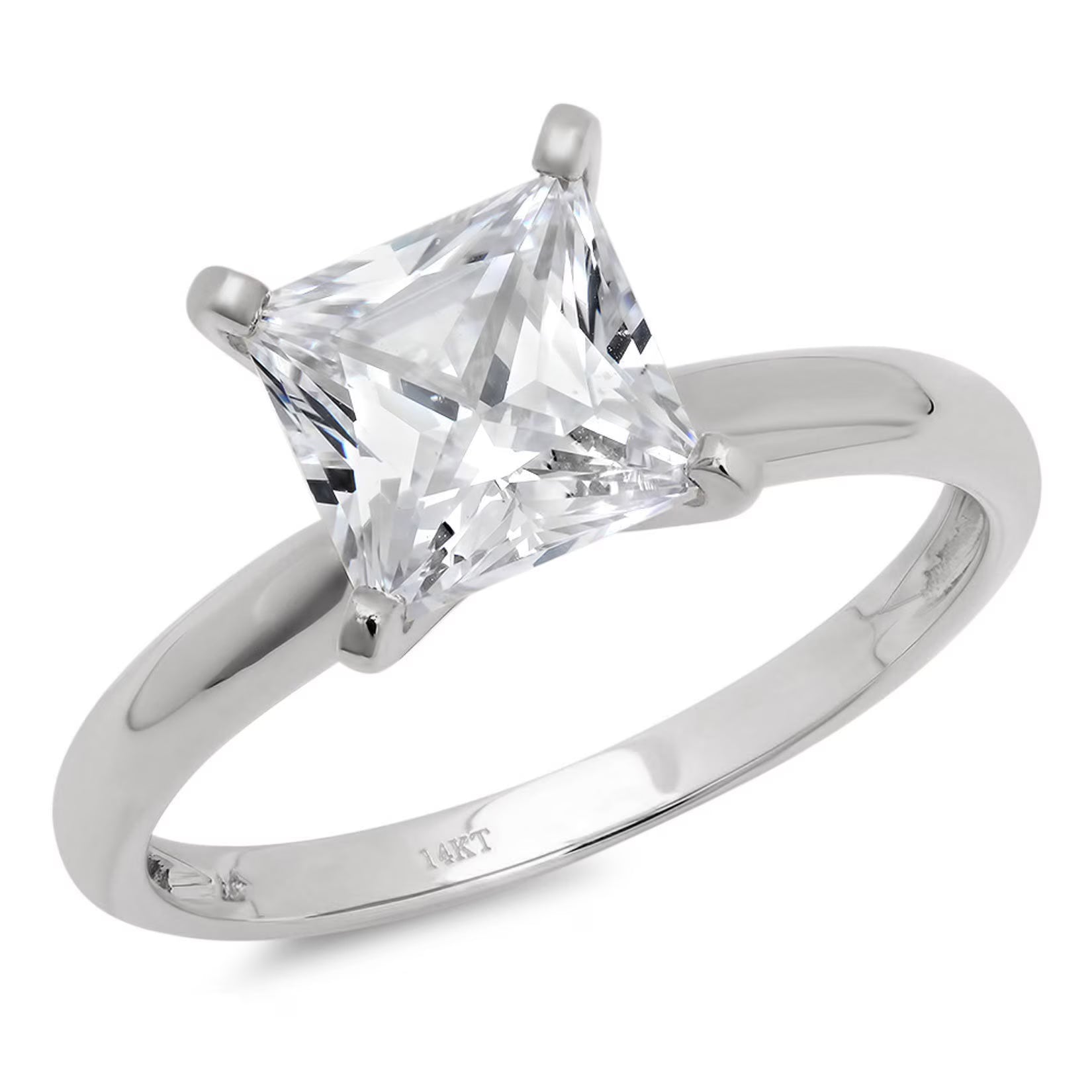 18K White Gold Solitaire Engagement Ring size 3.5 Y271492