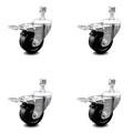 Phenolic Swivel Caster Set of 4 with 3 Inch Wheel and Stem V2417