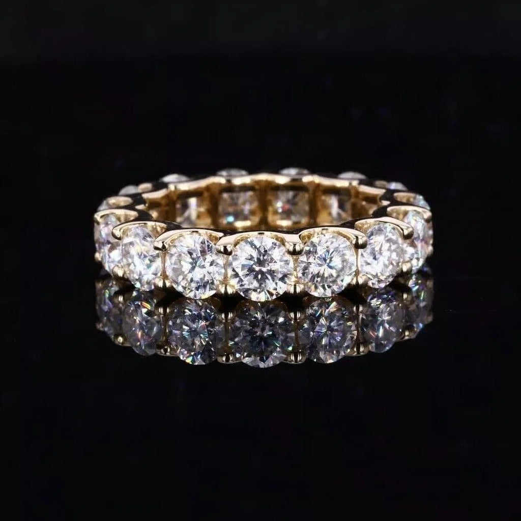 14K White Gold Plated Moissanite Eternity Band Ring V356
