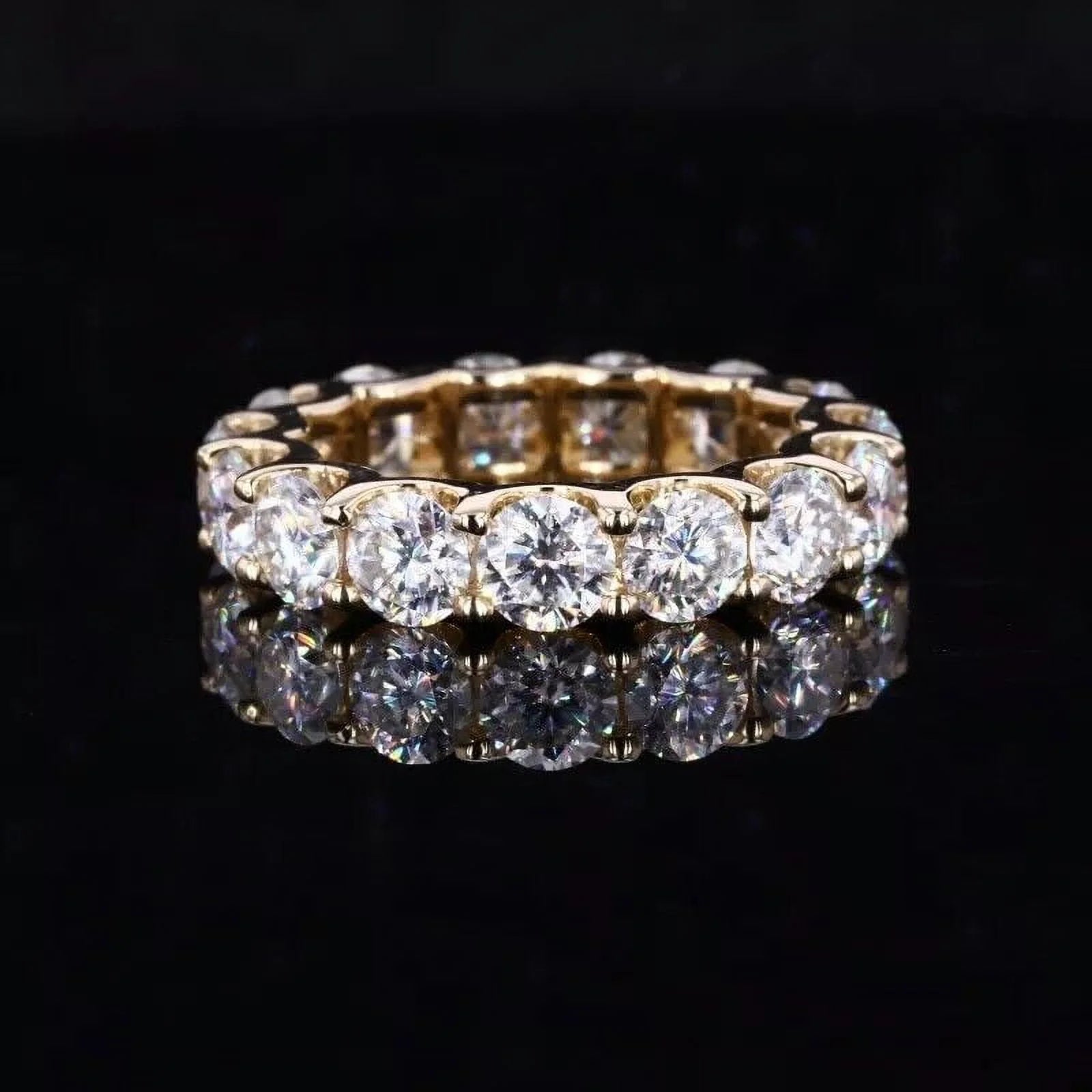 14K White Gold Plated Moissanite Eternity Band Ring V356