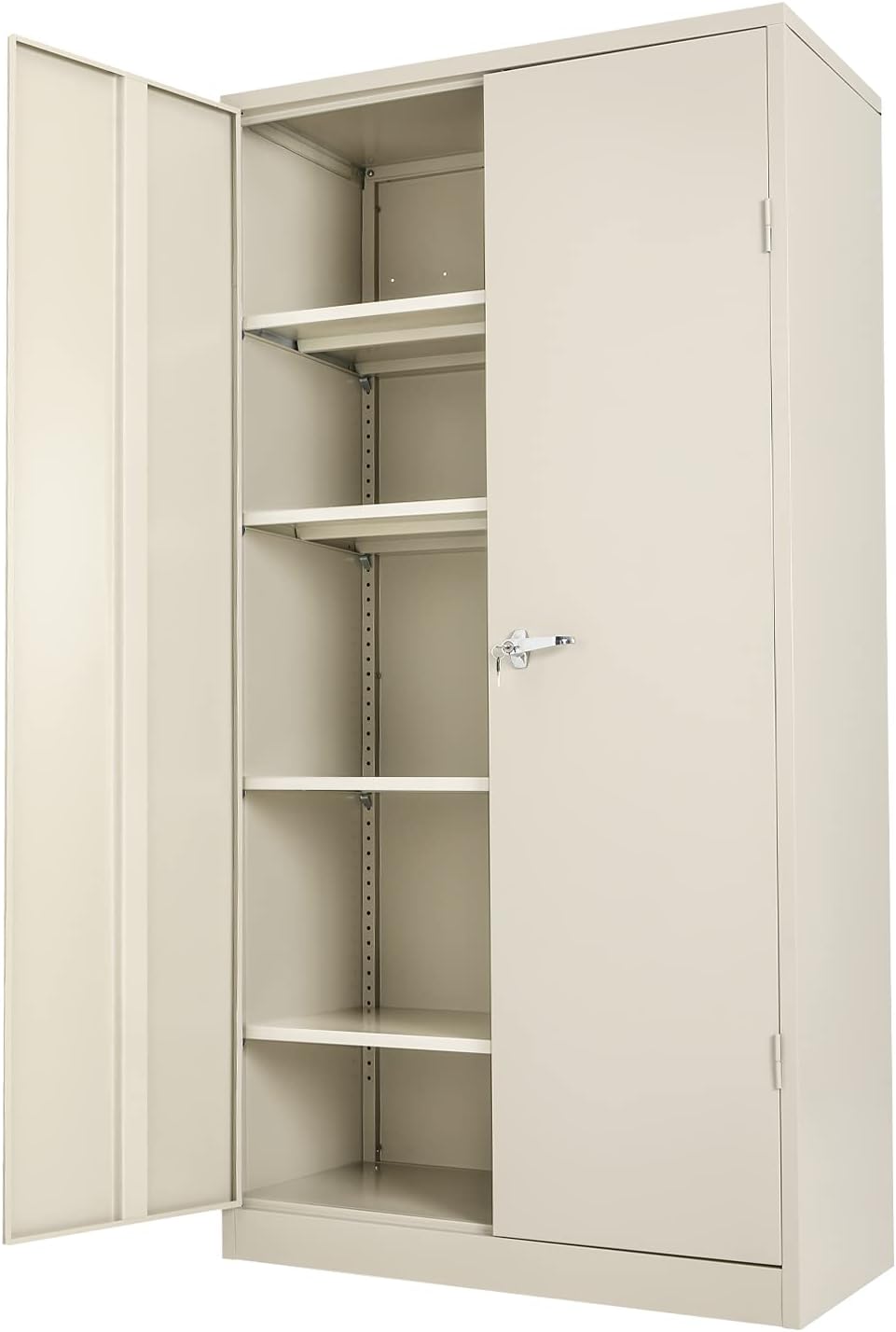 Black 72 Locking Metal Storage Cabinet with 4 Adjustable Shelves and 2 Doors P449