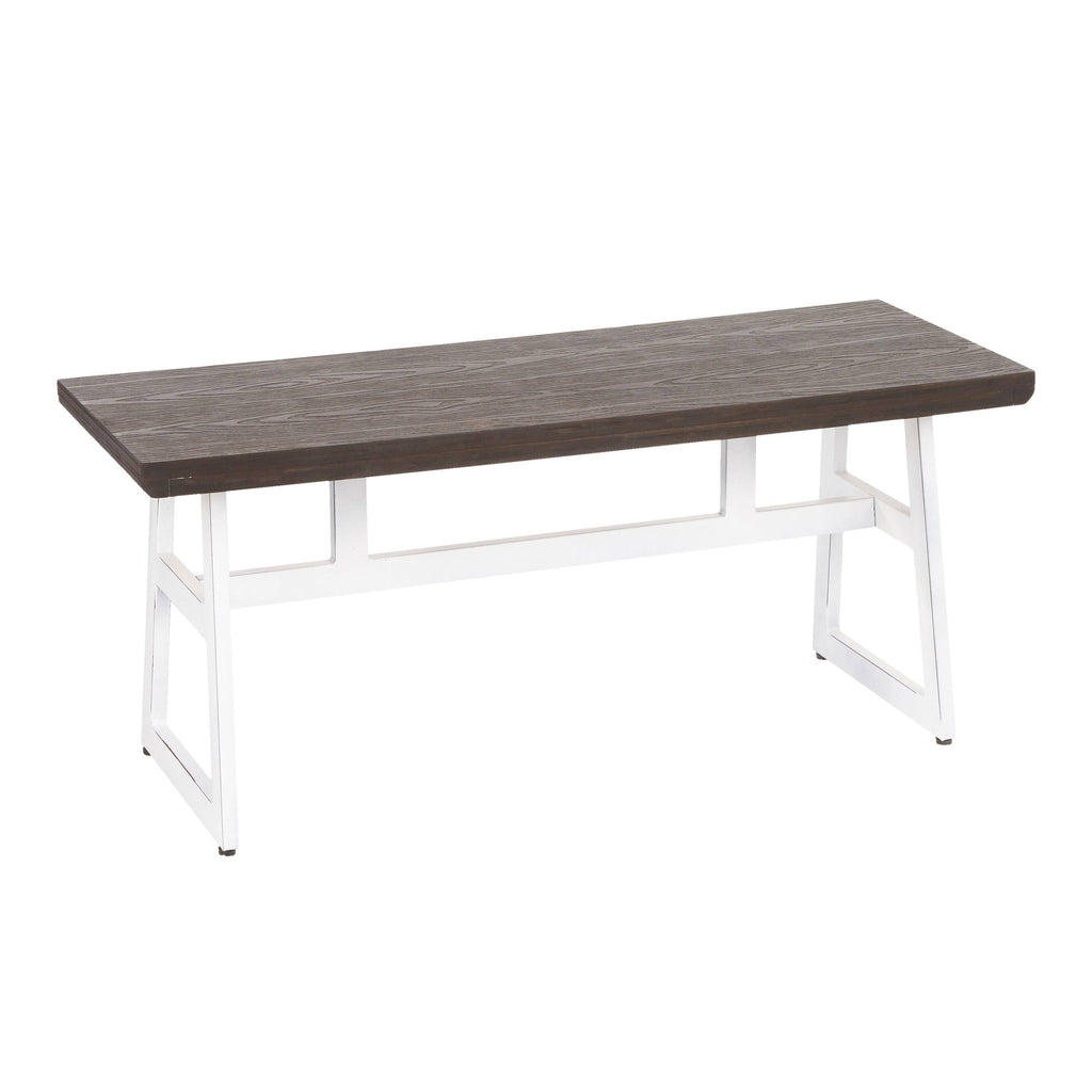 Black/Brown Metal and Wood Industrial Bench N82586