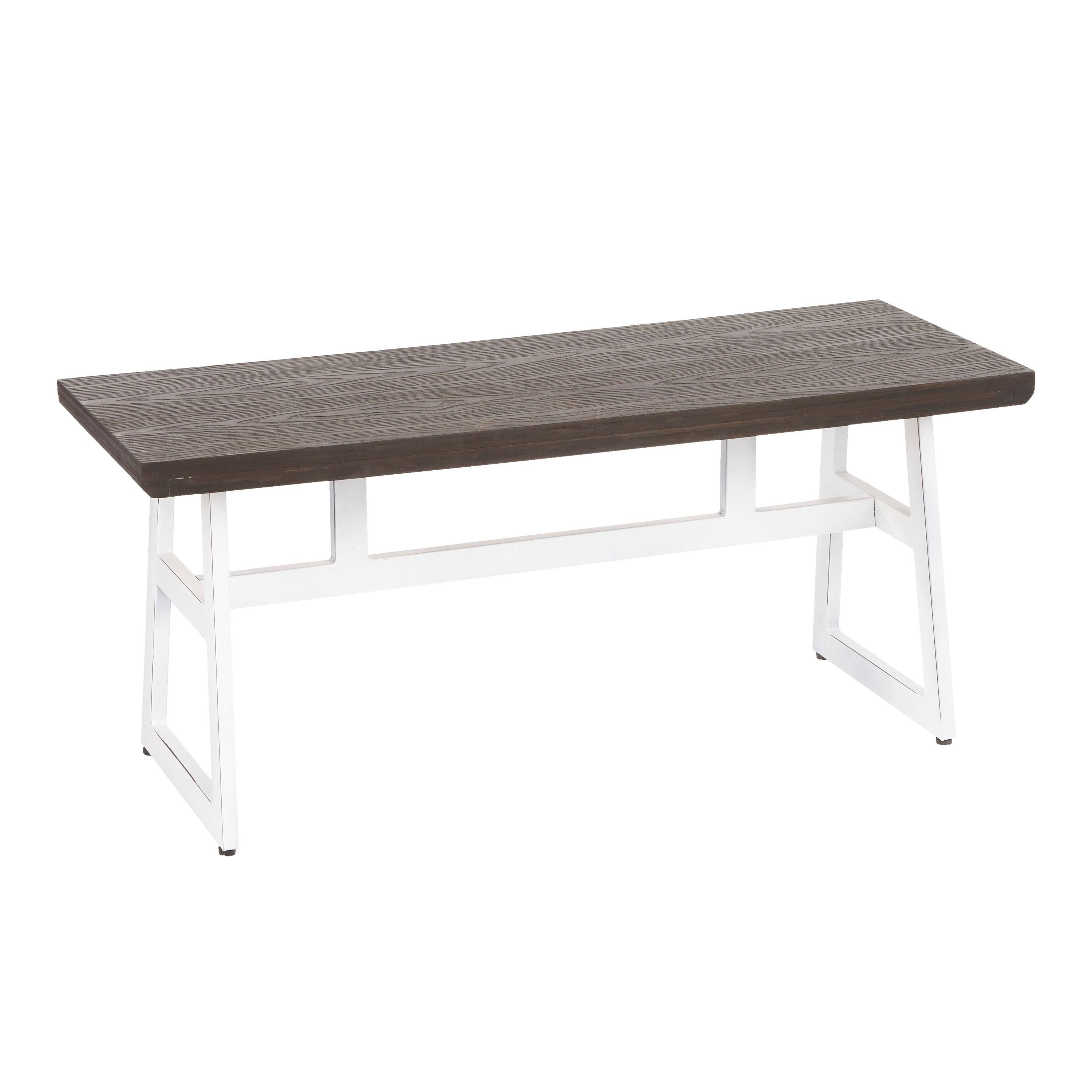 Black/Brown Metal and Wood Industrial Bench N82586