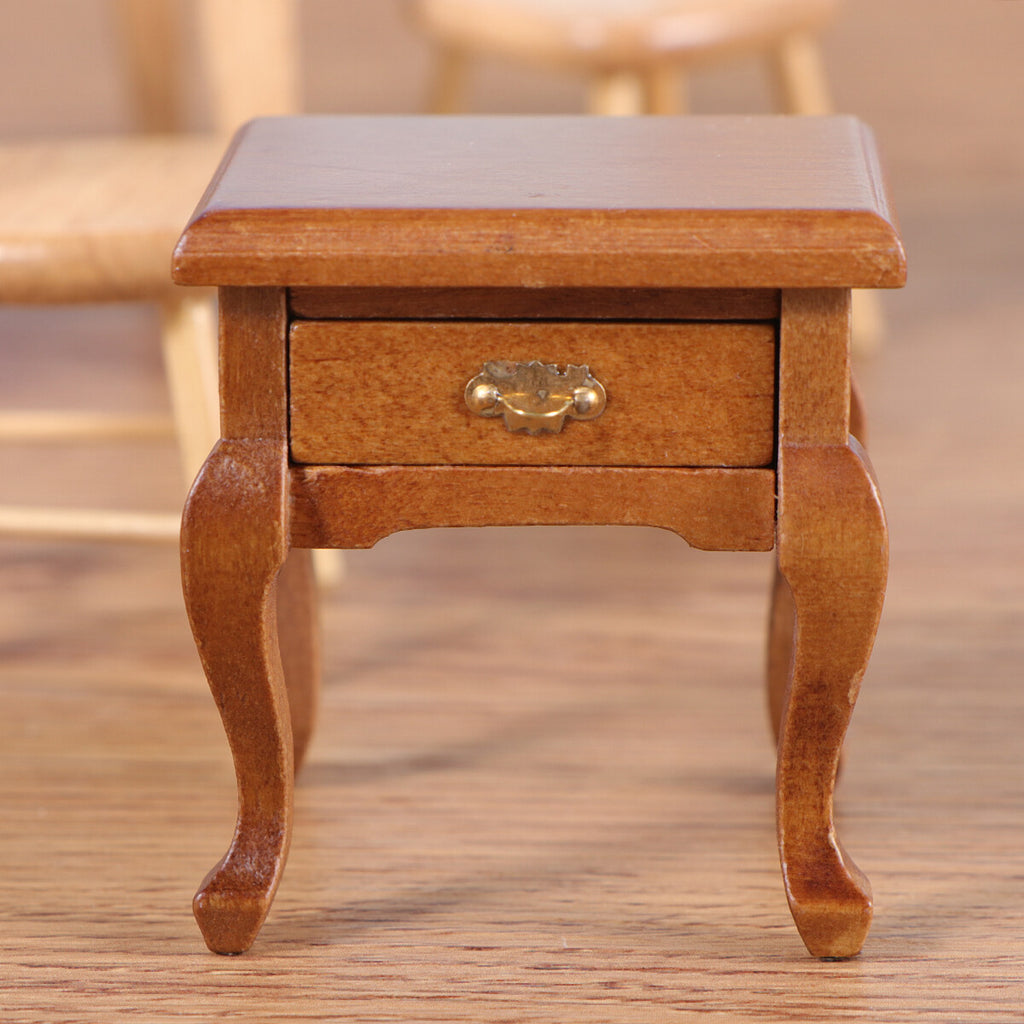 1:12 Walnut Colo Miniature Bedside Table Toy K15078
