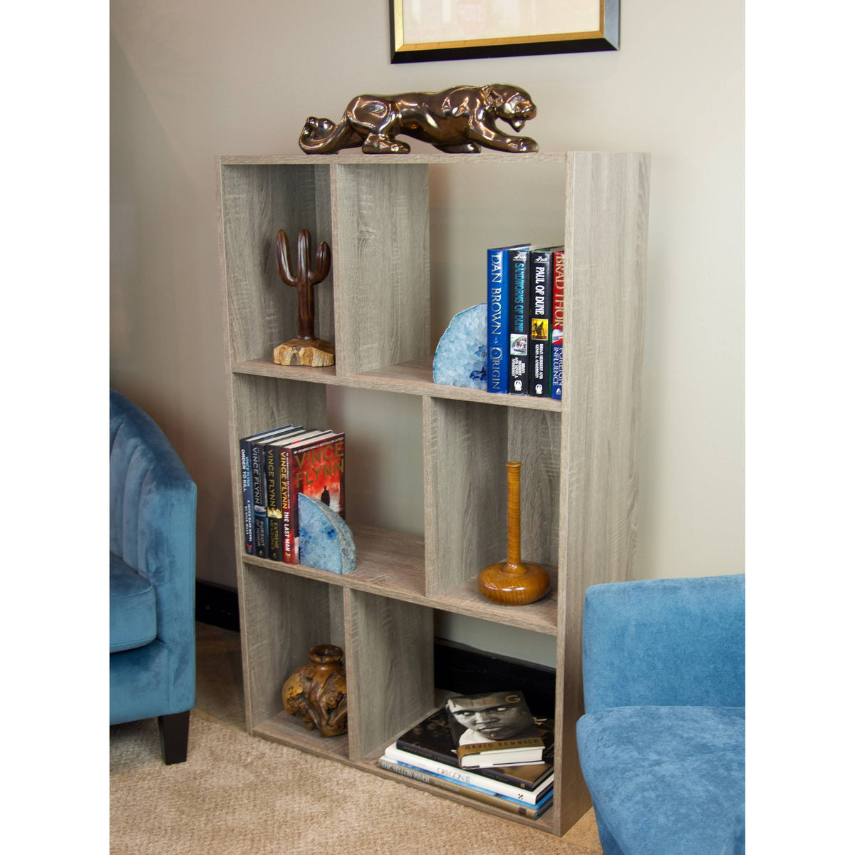 4 Tier Asymmetric Bookcase Console Driftwood K5661
