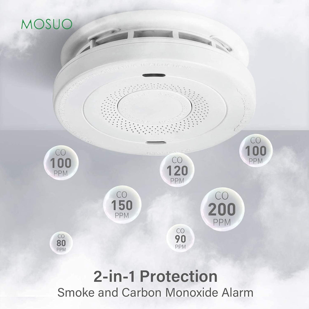 3PCS Smoke and Carbon Monoxide Detector Alarm with Voice Warning, 10 Year Lithium Battery Backup, Dual Sensor I295740