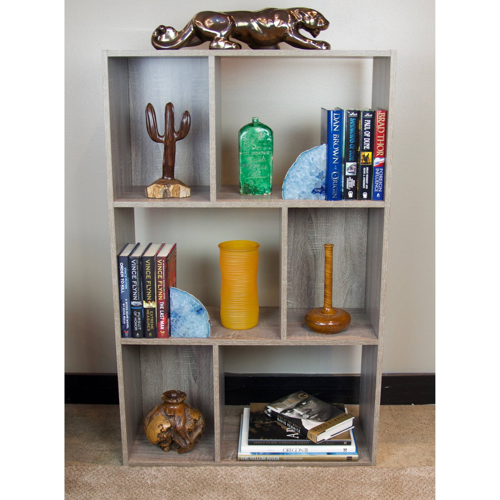 4 Tier Asymmetric Bookcase Console Driftwood K5661