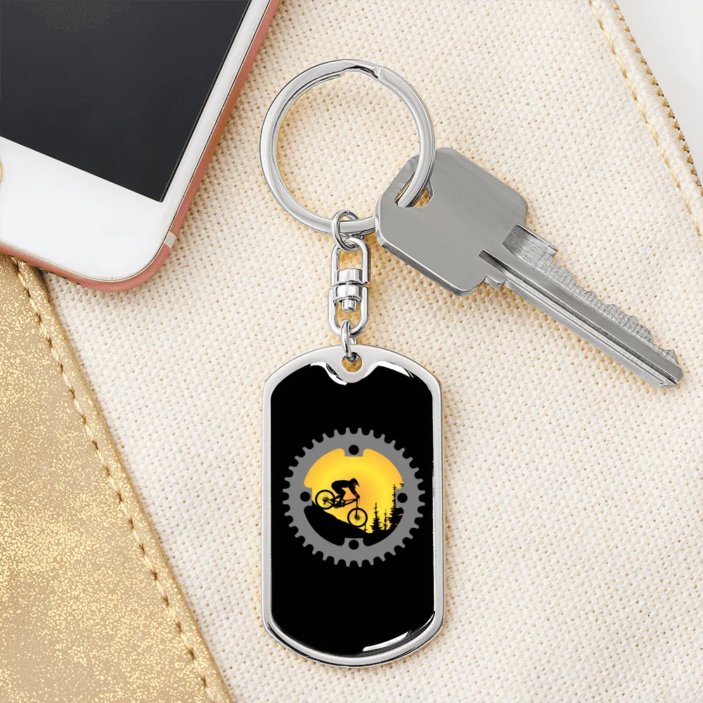 Stainless Steel or 18k Gold Swivel Dog Tag Keychain H6342